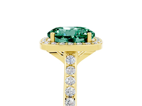 Yellow gold Round Cut Halo Round Diamond Pavé Band with Four-Prong Setting_5