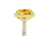 Yellow gold Round Cut Halo Round Diamond Pavé Band with Four-Prong Setting_5