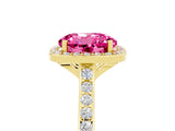 Yellow gold Round Cut Halo Round Diamond Pavé Band with Four-Prong Setting_5