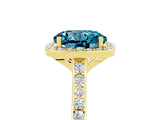 Yellow gold Round Cut Halo Round Diamond Pavé Band with Four-Prong Setting_5