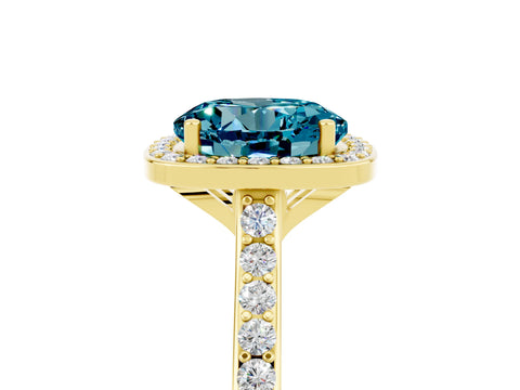 Yellow gold Round Cut Halo Round Diamond Pavé Band with Four-Prong Setting_5