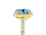 Yellow gold Round Cut Halo Round Diamond Pavé Band with Four-Prong Setting_5