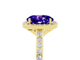 Yellow gold Round Cut Halo Round Diamond Pavé Band with Four-Prong Setting_5