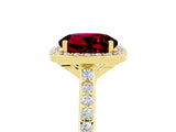 Yellow gold Round Cut Halo Round Diamond Pavé Band with Four-Prong Setting_5