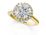 Yellow gold Round Cut Halo Round Diamond Solitaire Engagement Ring with Pave Band and Four-Prong Setting_16