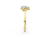Yellow gold Round Cut Halo Round Diamond Solitaire Engagement Ring with Pave Band and Four-Prong Setting_17