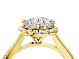 Yellow gold Round Cut Halo Round Diamond Solitaire Engagement Ring with Pave Band and Four-Prong Setting_19