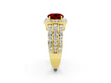 Yellow gold Round Cut Halo Ruby Ring with Split Shank and Four-Prong Setting_2