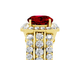 Yellow gold Round Cut Halo Ruby Ring with Split Shank and Four-Prong Setting_5