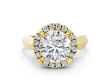 Yellow gold Round Cut Halo Solitaire Engagement Ring with Square Band and Four-Prong Setting_66