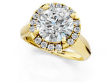 Yellow gold Round Cut Halo Solitaire Engagement Ring with Square Band and Four-Prong Setting_67