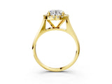 Yellow gold Round Cut Halo Solitaire Engagement Ring with Square Band and Four-Prong Setting_69