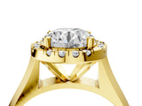 Yellow gold Round Cut Halo Solitaire Engagement Ring with Square Band and Four-Prong Setting_70