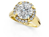 Yellow gold Round Cut Halo Solitaire Engagement Ring with Square Band and Four-Prong Setting_88
