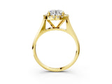 Yellow gold Round Cut Halo Solitaire Engagement Ring with Square Band and Four-Prong Setting_90