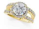 Yellow gold Round Cut Halo Split Shank Diamond Ring with Four-Prong Setting_56