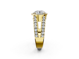 Yellow gold Round Cut Halo Split Shank Diamond Ring with Four-Prong Setting_57