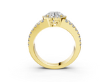 Yellow gold Round Cut Halo Split Shank Diamond Ring with Four-Prong Setting_58