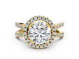 Yellow gold Round Cut Halo Split Shank Pave Set Ring_71