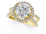 Yellow gold Round Cut Halo Split Shank Pave Set Ring_72