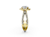 Yellow gold Round Cut Halo Split Shank Pave Set Ring_73