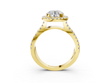 Yellow gold Round Cut Halo Split Shank Pave Set Ring_74