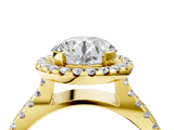 Yellow gold Round Cut Halo Split Shank Pave Set Ring_75