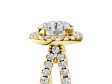 Yellow gold Round Cut Halo Split Shank Pave Set Ring_76