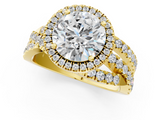 Yellow gold Round Cut Halo Split Shank Prong Setting Ring_92