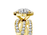 Yellow gold Round Cut Halo Split Shank Prong Setting Ring_96