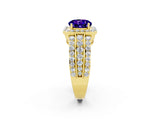Yellow gold Round Cut Halo Tanzanite Ring with Split Shank and Four-Prong Setting_2