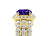 Yellow gold Round Cut Halo Tanzanite Ring with Split Shank and Four-Prong Setting_5