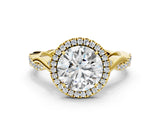 Yellow gold Round Cut Halo Twist Band with Four-Prong Setting_15