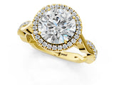 Yellow gold Round Cut Halo Twist Band with Four-Prong Setting_16