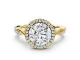Yellow gold Round Cut Halo Twist Band with Four-Prong Setting_3