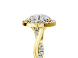 Yellow gold Round Cut Halo Twist Band with Four-Prong Setting_8