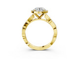 Yellow gold Round Cut Halo Twisted Band Four-Prong Ring_32