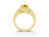 Yellow gold Round Cut Halo Yellow Sapphire Ring with Split Shank and Four-Prong Setting_27