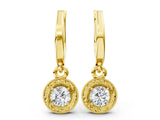 14K Yellow Gold 0.56 Carat F-G VS-SI Round Cut Milgrain Bezel Set Leverback Earrings