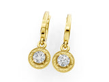 Yellow gold Round Cut Milgrain Bezel Set Leverback Earrings_27