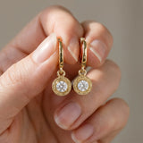 14K Yellow Gold 0.56 Carat F-G VS-SI Round Cut Milgrain Bezel Set Leverback Earrings