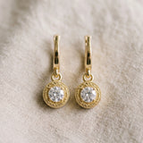 14K Yellow Gold 0.56 Carat F-G VS-SI Round Cut Milgrain Bezel Set Leverback Earrings