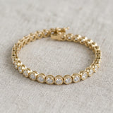 Yellow gold Round Cut Milgrain Bezel Set Tennis Bracelet_9