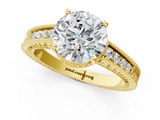 Yellow gold Round Cut Milgrain Channel Set Engagement Ring with Solitaire Prong Setting_61