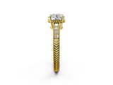 Yellow gold Round Cut Milgrain Channel Set Engagement Ring with Solitaire Prong Setting_62