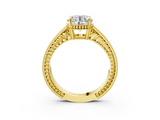 Yellow gold Round Cut Milgrain Channel Set Engagement Ring with Solitaire Prong Setting_63
