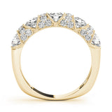 Yellow gold Round Cut Milgrain Diamond Half Eternity Band with Pave Setting 1