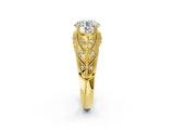 Yellow gold Round Cut Milgrain Pave Diamond Engagement Ring with Four-Prong Setting_13
