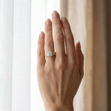 Yellow gold Round Cut Milgrain Pave Diamond Engagement Ring with Four-Prong Setting_6