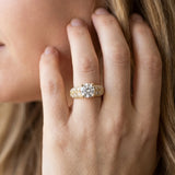 Yellow gold Round Cut Milgrain Pave Diamond Engagement Ring with Four-Prong Setting_8
